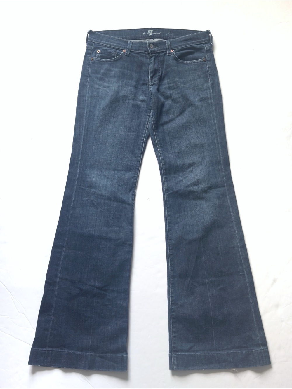 7 For All Mankind Dojo Jeans Womens 28 Flare Wide Leg Boho Medium Wash Denim - Picture 4 of 13